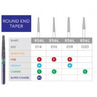 3D Dental Long Round End Taper Diamond, Bur, Coarse, 856L-020C 10/Pk